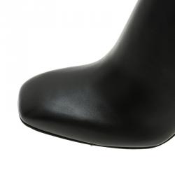 Pre Owned Valentino Black Leather Braided Strap Over the Knee Boots Size 37