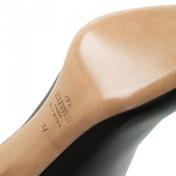 Pre Owned Valentino Black Leather Braided Strap Over the Knee Boots Size 37