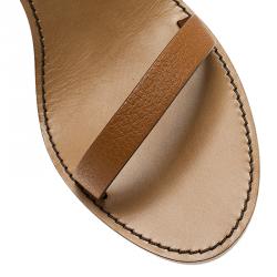 Pre Owned Valentino Brown Leather Fringed Coin Detail Sandals Size 41