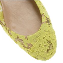 Pre Owned Valentino Yellow Lace Ankle Strap Ballet Flats Size 39