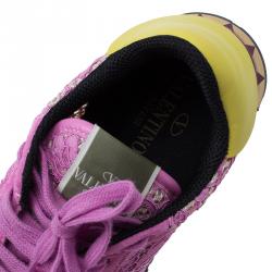 Pre Owned Valentino Pink “Macramé Lace” Sneakers Size 38