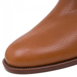 Pre Owned بوت للركبة فالنتينو رايدينغ إبزيم روكستد جلد بني مقاس 37.5