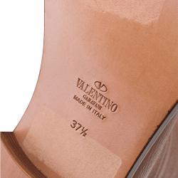 Pre Owned بوت للركبة فالنتينو رايدينغ إبزيم روكستد جلد بني مقاس 37.5