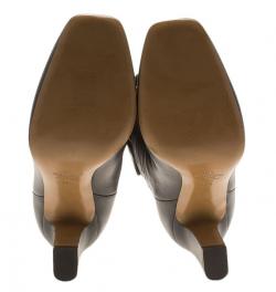 Pre Owned Valentino Black Leather Braided Over the Knee Boots Size 38.5