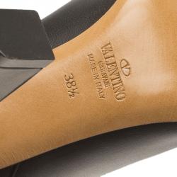 Pre Owned Valentino Black Leather Braided Over the Knee Boots Size 38.5