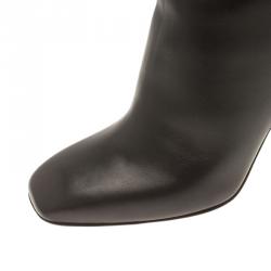 Pre Owned Valentino Black Leather Braided Over the Knee Boots Size 38.5