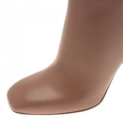 Pre Owned Valentino Blush Pink Leather Braided Over the Knee Boots Size 36.5