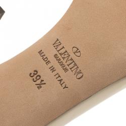 Pre Owned Valentino Tri Color Leather Rockstud Ankle Strap Sandals Size 39.5