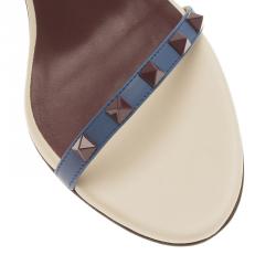 Pre Owned Valentino Tri Color Leather Rockstud Ankle Strap Sandals Size 39.5