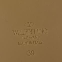 Pre Owned Valentino Olive Embroidered And Leather Ankle Strap Espadrille Sandals Size 39