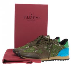 مملوكة مسبقًا حذاء رياضى فالنتينو دانتيل مكرمية برباط أخضر زيتونى مقاس 41