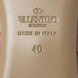 Pre Owned Valentino Pink Leather Rockstud Thong Gladiator Sandals Size 40