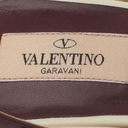 Pre Owned Valentino Tri Color Leather Rockstud Ankle Strap Sandals Size 40