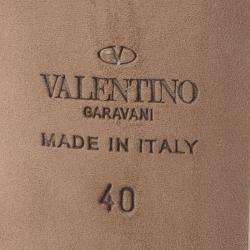 Pre Owned Valentino Tri Color Leather Rockstud Ankle Strap Sandals Size 40