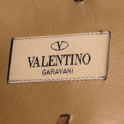 Pre Owned Valentino Brown Leather Rockstud Gladiator Sandals Size 40