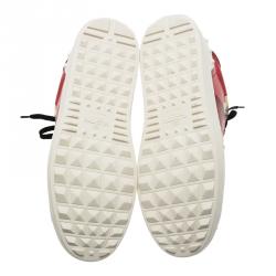 Pre Owned Valentino Red Printed Leather Open Sneakers Size 40