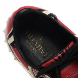 Pre Owned Valentino Red Printed Leather Open Sneakers Size 40