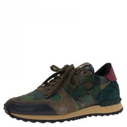 Pre Owned Valentino Multicolor Camo Butterfly Printed Rockrunner Sneakers Size 40
