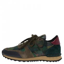 Pre Owned Valentino Multicolor Camo Butterfly Printed Rockrunner Sneakers Size 40