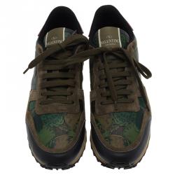 Pre Owned Valentino Multicolor Camo Butterfly Printed Rockrunner Sneakers Size 40