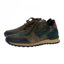 Pre Owned Valentino Multicolor Camo Butterfly Printed Rockrunner Sneakers Size 40