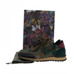 Pre Owned Valentino Multicolor Camo Butterfly Printed Rockrunner Sneakers Size 40