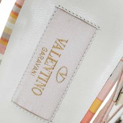 Pre Owned Valentino Native Couture 1975 Print Leather Rockstud Sandals Size 40