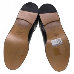 Pre Owned Valentino Black Leather Rockstud Buckle Riding Knee Boots Size 39.5