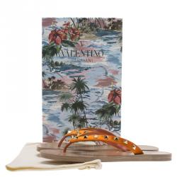 Pre Owned Valentino Orange Rockstud Satin Thong Sandals Size 40