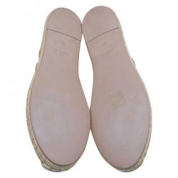 Pre Owned Valentino Beige Lace and Leather Espadrilles Size 41