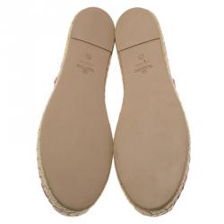 Pre Owned Valentino Pink Leather and Lace Espadrilles Size 41