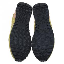 Pre Owned Valentino Lime Green Leather and Macramé Lace Sneakers Size 41