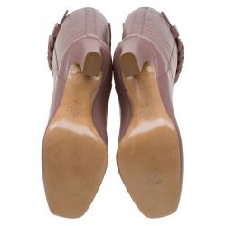 Pre Owned Valentino Blush Pink Leather Braided Over the Knee Boots Size 37.5