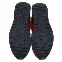 Pre Owned Valentino Red Suede and Leather Rockrunner L'Amour Sneakers Size 36