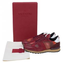 Pre Owned Valentino Red Suede and Leather Rockrunner L'Amour Sneakers Size 36