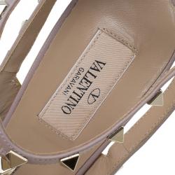 Pre Owned Valentino Yellow and Beige Leather Rockstud Sandals Size 39