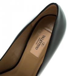 Pre Owned Valentino Black Patent Leather Couture Bow Peep Toe Platform Pumps Size 40