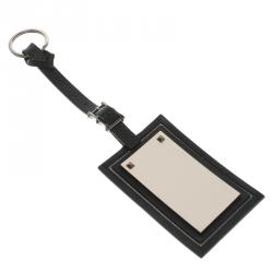 Valentino Black/Off White Leather Name Tag Bag Charm
