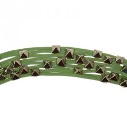 Pre Owned Valentino Rockstud Green Leather Necklace