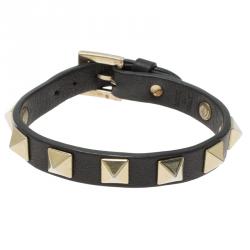 Pre Owned سوار فالنتينو روكستد جلد أسود