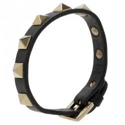 Pre Owned سوار فالنتينو روكستد جلد أسود