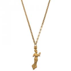 Pre Owned Valentino Libra Gold Tone Long Necklace