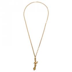 Pre Owned Valentino Libra Gold Tone Long Necklace