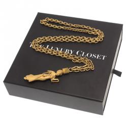 Pre Owned Valentino Libra Gold Tone Long Necklace