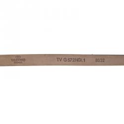 مملوكة مسبقًا حزام فالنتينو جلد أخضر مرصع إبزيم وردة 80 سم