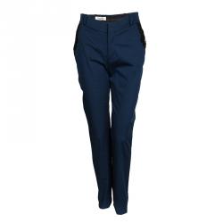 Pre Owned Valentino Navy Blue Cotton Contrast Bow Pocket Detail Pants M