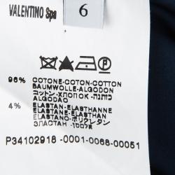 Pre Owned Valentino Navy Blue Cotton Contrast Bow Pocket Detail Pants M