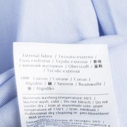Pre Owned Valentino Blue Cotton Chambray Neck Tie Detail Long Sleeve Blouse M