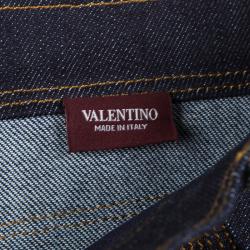 Pre Owned Valentino Indigo Dark Wash Denim Top Stitch Detail Boot Cut Jeans M