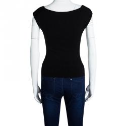 Pre Owned Valentino Black Wool Bow Detail Top  S